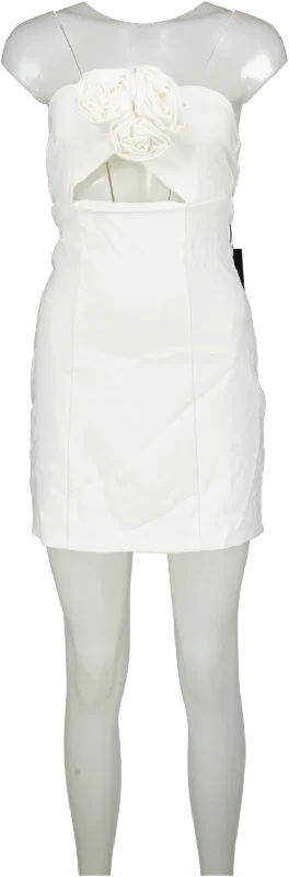Fashion Nova White Sophia Grace Rose Mini Dress UK XS Modern Satin Mini Dress