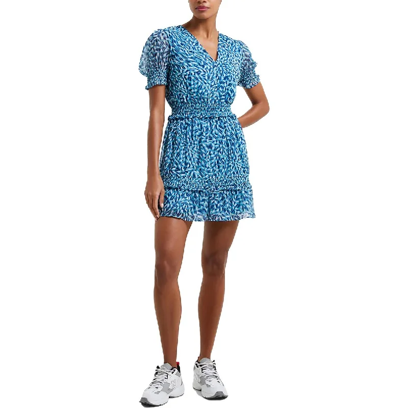 French Connection Womens Billi Recy Hallie Printed Short Mini Dress Comfortable Casual Mini Dress French Connection Womens Billi Recy Hallie Printed Short Mini Dress Comfortable Casual Mini Dress