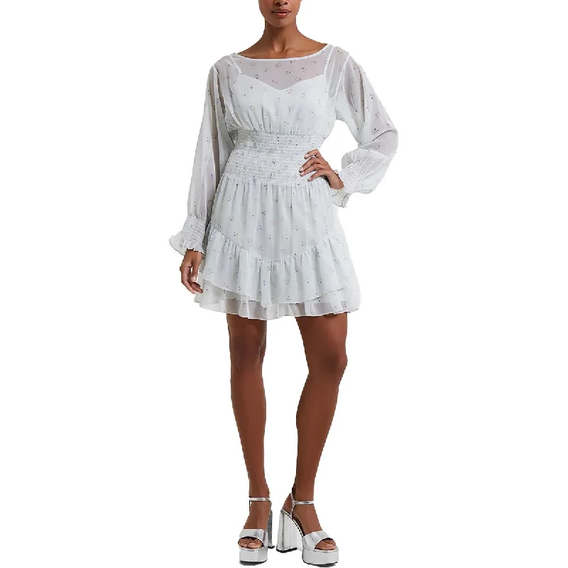 French Connection Womens Cecilia Hall Floral Print Short Mini Dress Stylish Sweetheart Mini Dress