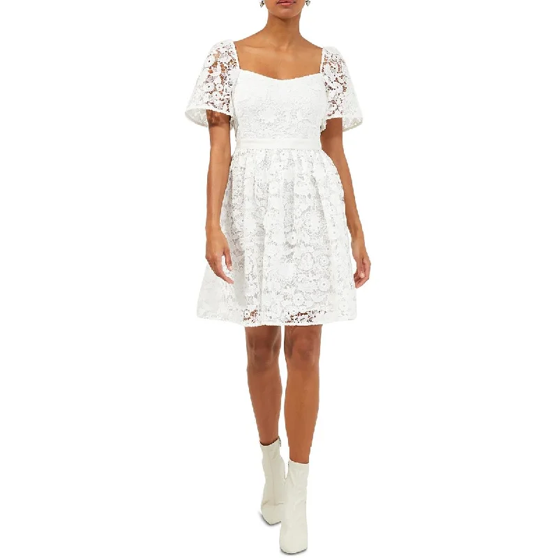 French Connection Womens Cellila Cabello Lace Short Mini Dress Chic Sleeveless Mini Dress French Connection Womens Cellila Cabello Lace Short Mini Dress Chic Sleeveless Mini Dress
