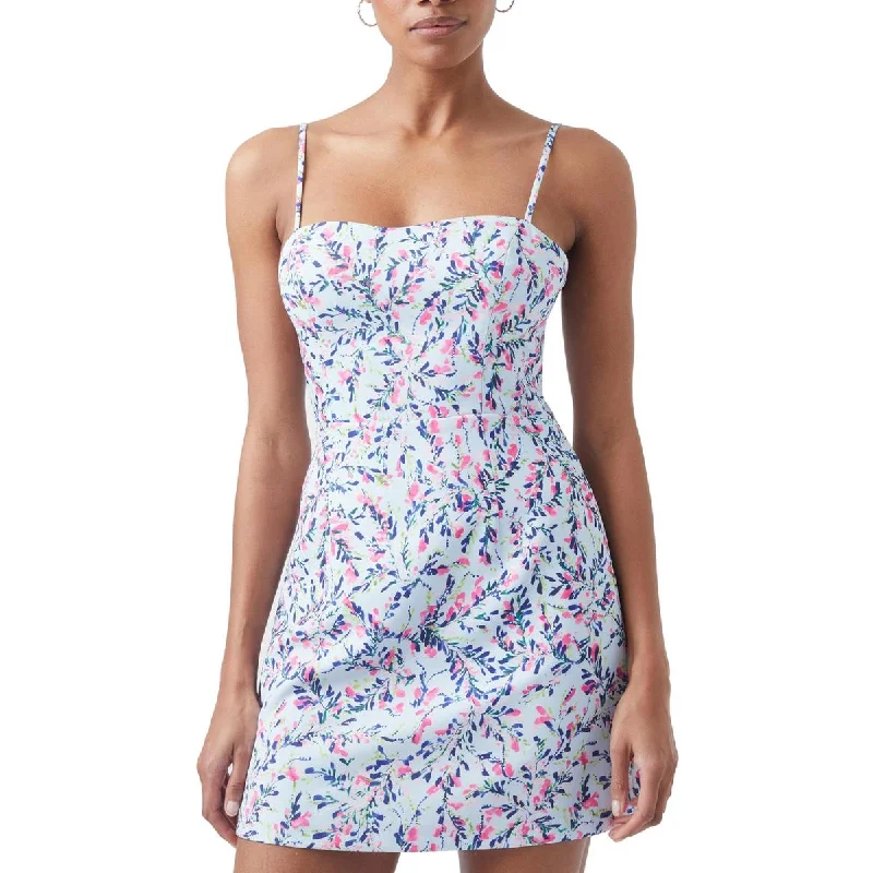 French Connection Womens Floral Tie Back Mini Dress Classic Shift Mini Dress