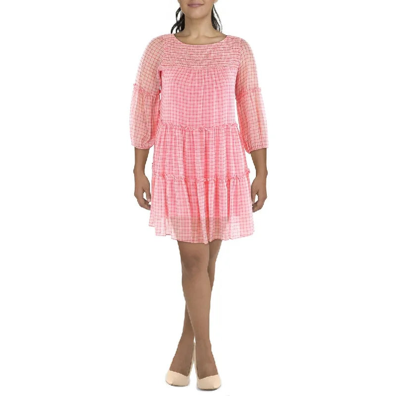 Gabby Skye Womens    Ruffled Trim Short Mini Dress Comfortable Off-Shoulder Mini Dress