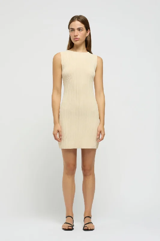 Gigi Knit Mini Dress Elegant Mini Dress with Pleats