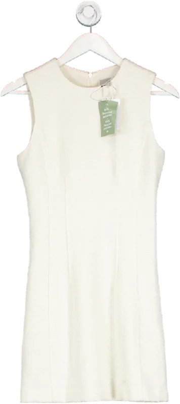 H&M Cream Boucle Sleeveless Mini Dress UK XS Fashionable Summer Mini Dress