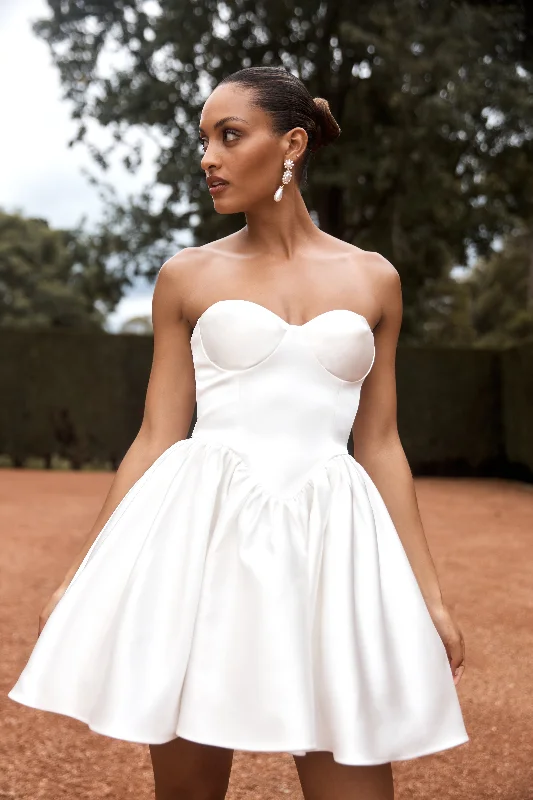 Hollie Structured Corset Mini Dress - White Cozy Ribbed Mini Dress