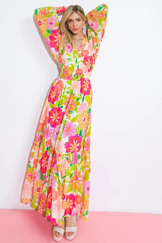 HEADING UPTOWN WOVEN MAXI DRESS Trendy Ruffled Maxi Dress