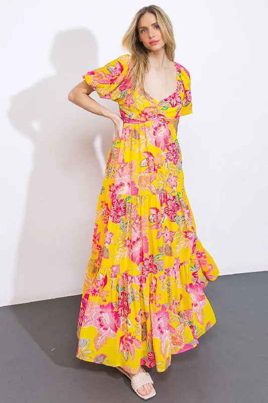 ONE LAST TIME WOVEN MAXI DRESS Trendy Ruffled Maxi Dress