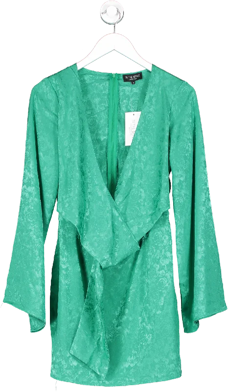 In The Style Green Tie Front Mini Dress UK 8 Comfortable Bodycon Mini Dress