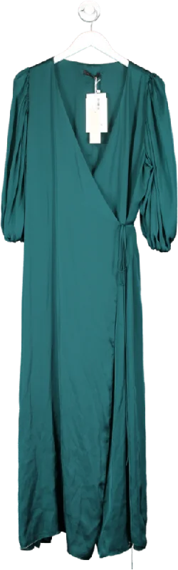 J.C.Obando Green Wrap mini Dress UK 14 Chic Puff Sleeve Mini Dress