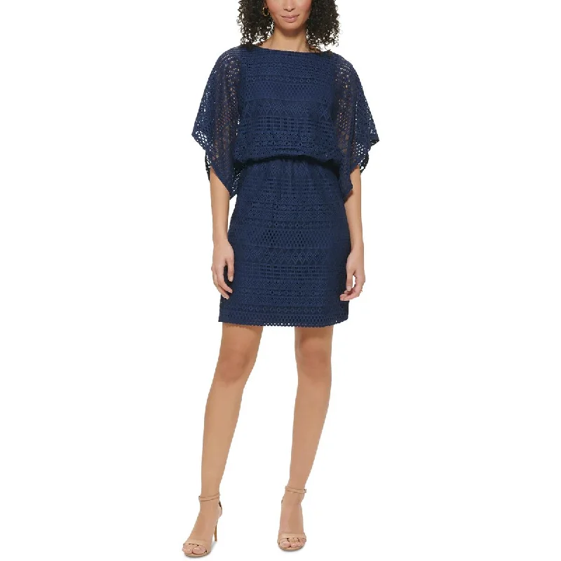 Jessica Howard Womens Lace Mini Dress Casual Button-Up Mini Dress