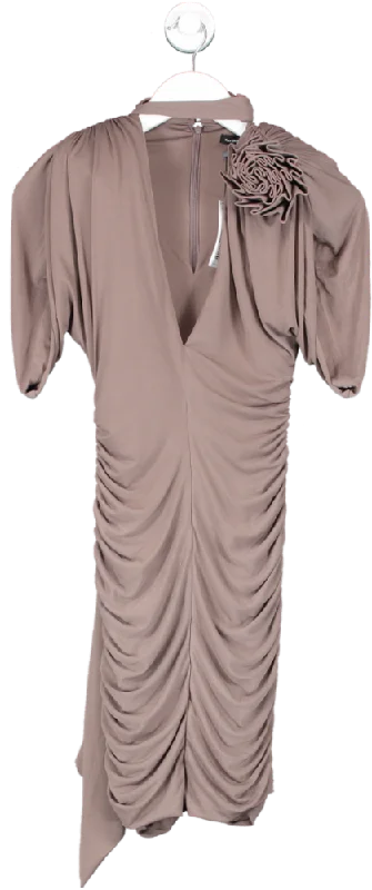 Karen Millen Brown Drape Jersey Rosette Mini Dress UK XS Classic White Mini Dress