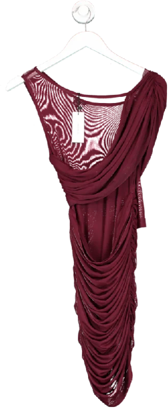 Karen Millen Red Ruched Mesh Asymetric Jersey Mini Dress UK XS Fashionable Lace-Trim Mini Dress Karen Millen Red Ruched Mesh Asymetric Jersey Mini Dress UK XS Fashionable Lace-Trim Mini Dress