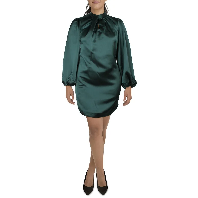 Kensie Dresses Womens Satin Short Mini Dress Trendy Wraparound Mini Dress