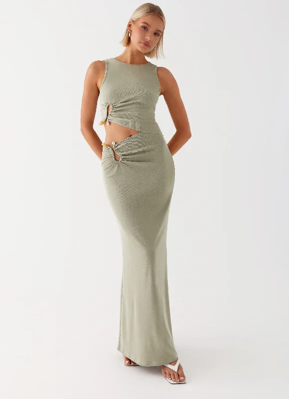 Lennox Maxi Dress - Sage Fashionable Halter Neck Maxi Dress