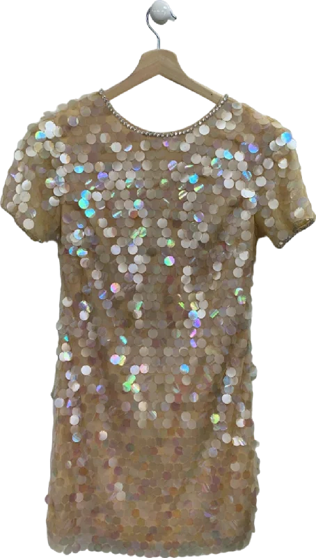Lipsy Gold Sequin Embellished Mini Dress UK 8 Comfortable Ruffle Mini Dress
