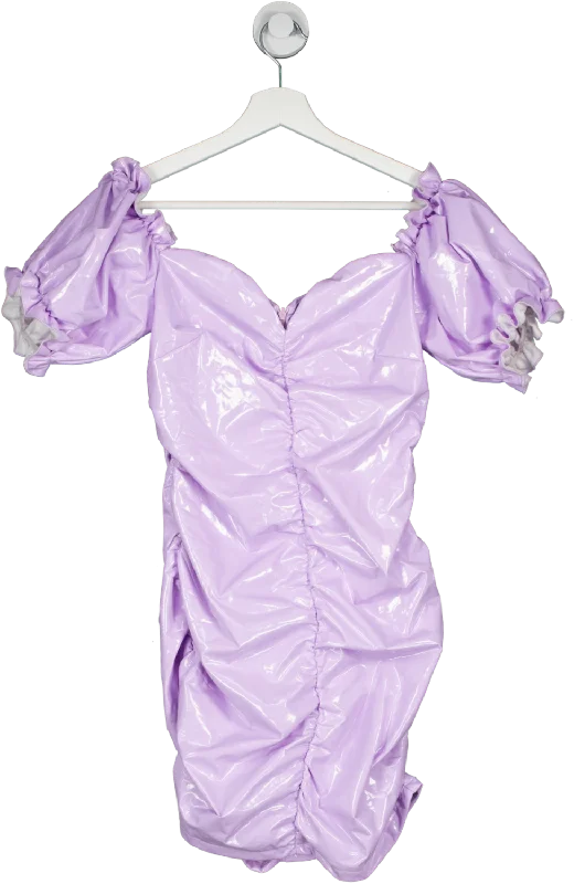Little Mistress Purple Wet Look Puff Sleeve Mini Dress UK 10 Stylish Sweetheart Neck Mini Dress Little Mistress Purple Wet Look Puff Sleeve Mini Dress UK 10 Stylish Sweetheart Neck Mini Dress