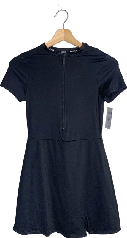 Lounge Apparel Black Short Sleeve Mini Dress Small Chic Pleated Mini Dress