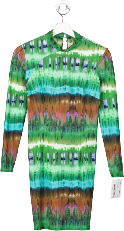 marcia Mireille Tie-dye Mini Dress In Green UK 8 Classic Floral Mini Dress