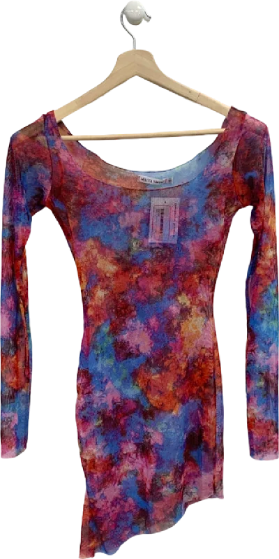 Melissa Simone Multicoloured Long Sleeve Mini Dress UK S Trendy Floral Mini Dress