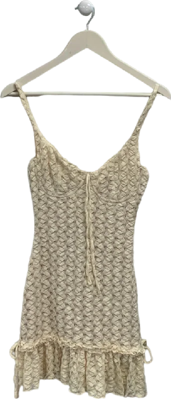 Meshki Cream Knitted Mini Dress S Modern Satin Mini Dress