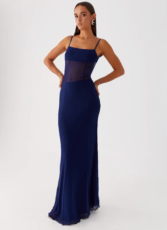 Miranda Maxi Dress - Navy Comfortable Fitted Maxi Dress