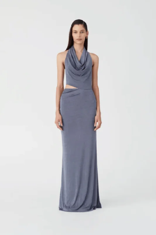 Elean Maxi Dress Steele Blue Stylish V-Neck Maxi Dress