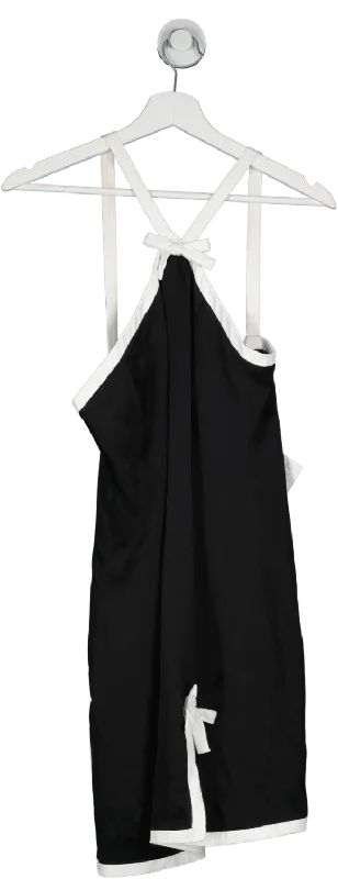 MSGM Black Contrast Trim Mini Dress UK 8 Cozy Satin Mini Dress