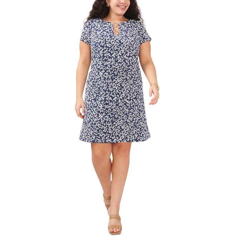 MSK Womens Plus Floral Print  Mini Dress Comfortable Wrap Mini Dress