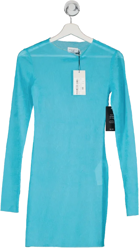 NA-KD Blue Structured Long Sleeve Mini Dress UK XXS Cozy T-Shirt Mini Dress