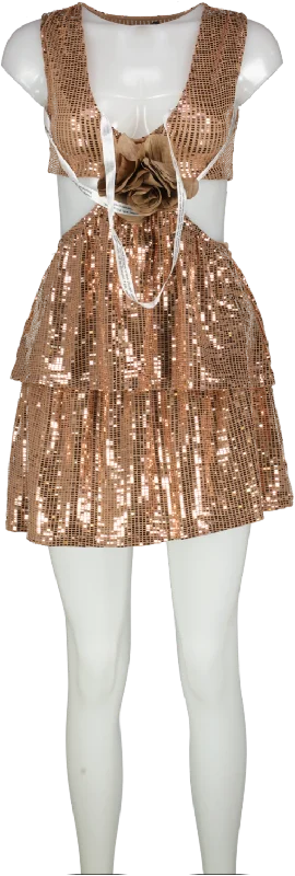 Nasty Gal Metallic Sequin Side Cut Out Mini Dress UK XS Comfortable Polka Dot Mini Dress Nasty Gal Metallic Sequin Side Cut Out Mini Dress UK XS Comfortable Polka Dot Mini Dress