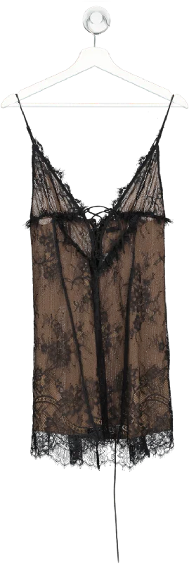 NBD Black Lace Mini Dress UK S Elegant Floral-Print Mini Dress