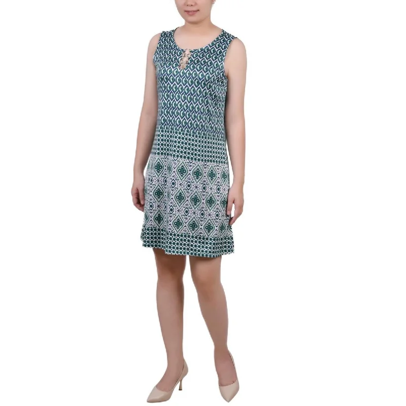 NY Collection Womens Petites Printed Mini Dress Classic Casual Mini Dress