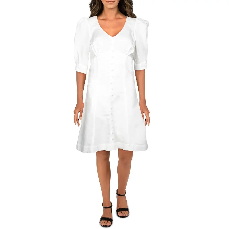 Parker Womens Kierra Scoop Neck A-Line Mini Dress Stylish Ribbed Mini Dress