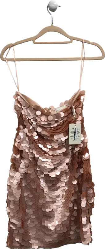 Pretty Lavish Rose Gold Sequin Mini Dress UK 6 Elegant Silk Mini Dress