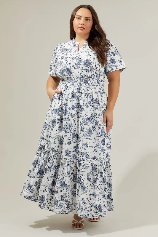 Renzo Toile Belraj Poplin Maxi Dress Curve Chic Boho Print Maxi Dress