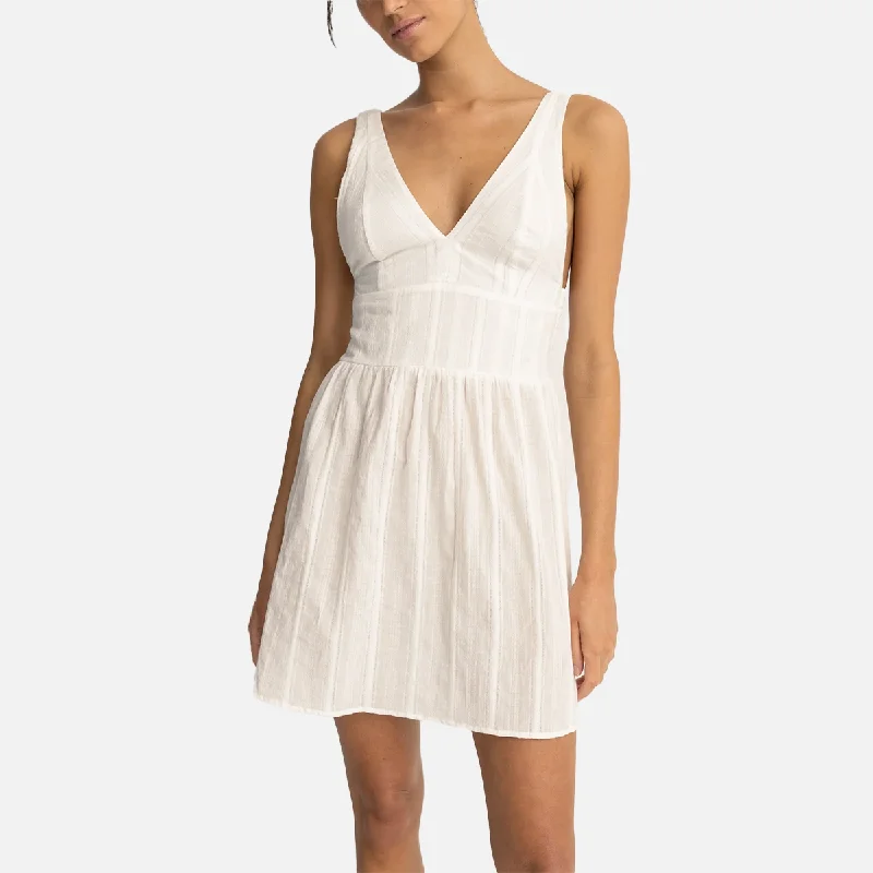 Rhythm Lana Mini Dress - White Elegant Velvet Mini Dress