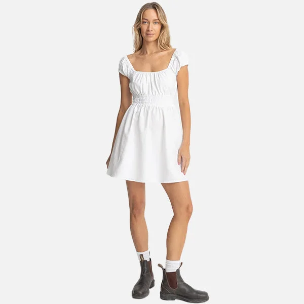 Rhythm Washed Out Cap Sleeve Mini Dress - White Chic Sleeveless Mini Dress