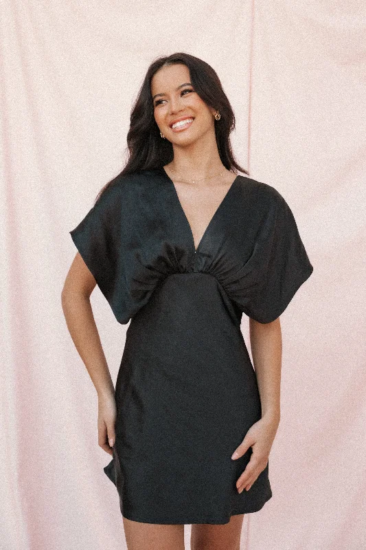 Ricki Mini Dress - Black Comfortable Fit-and-Flare Mini Dress