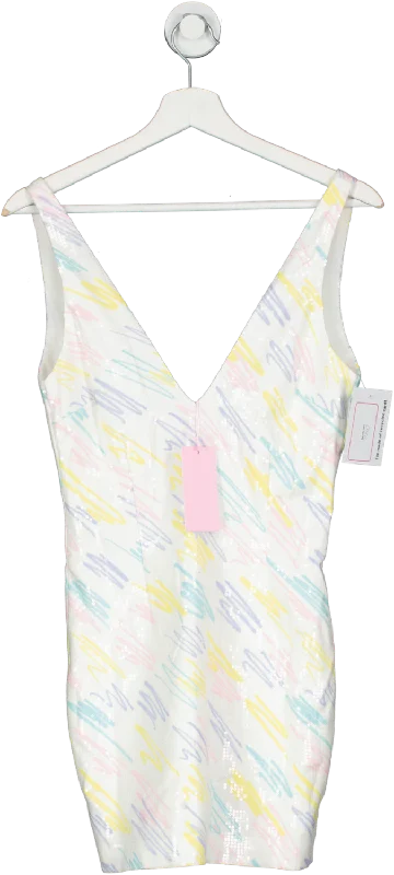 Runaway The Label White The Squiggle Mini Dress UK XS Elegant Lace Mini Dress