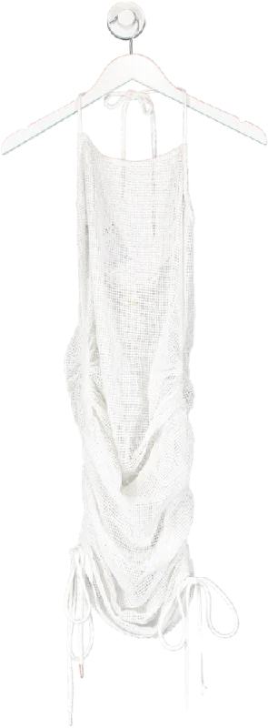 Shondel White Halter Neck Crochet Mini Dress UK S Fashionable A-Line Mini Dress