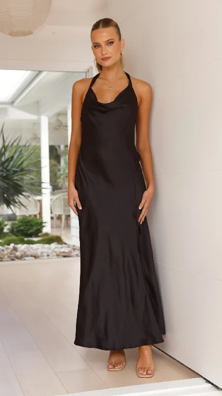 Sian Maxi Dress - Black Chic Button-Up Maxi Dress