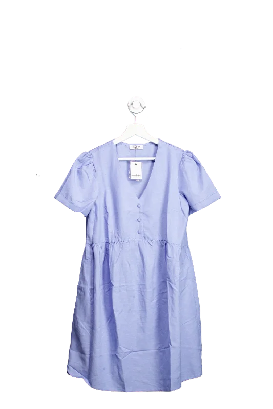 SimplyBe Blue Short Sleeve Button Mini Dress UK 10 Stylish Summer Mini Dress