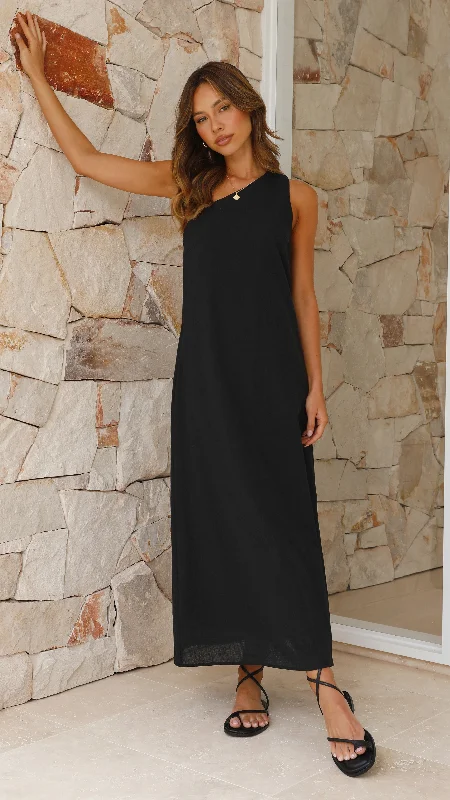 Stormi Maxi Dress - Black Trendy A-Line Maxi Dress