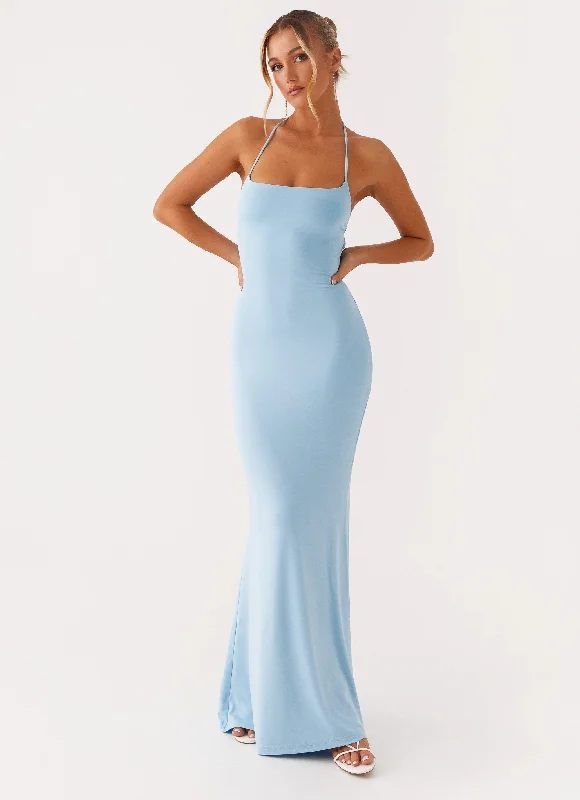 Talk About Us Maxi Dress - Blue Stylish Maxi Dress with Pleats