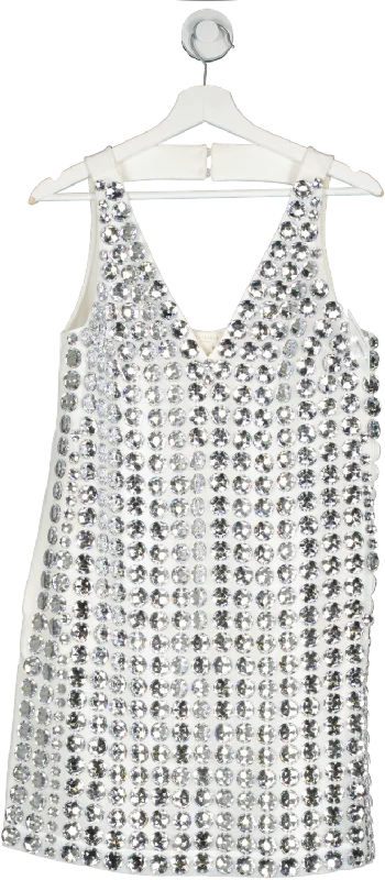 Ted Baker White Alexian Crystal-embellished Mini Dress UK S Fashionable Pleated Mini Dress Ted Baker White Alexian Crystal-embellished Mini Dress UK S Fashionable Pleated Mini Dress