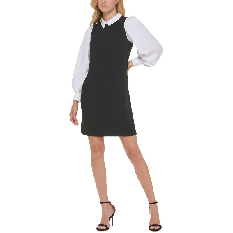 Tommy Hilfiger Womens Crepe Layered Mini Dress Chic Halter Mini Dress
