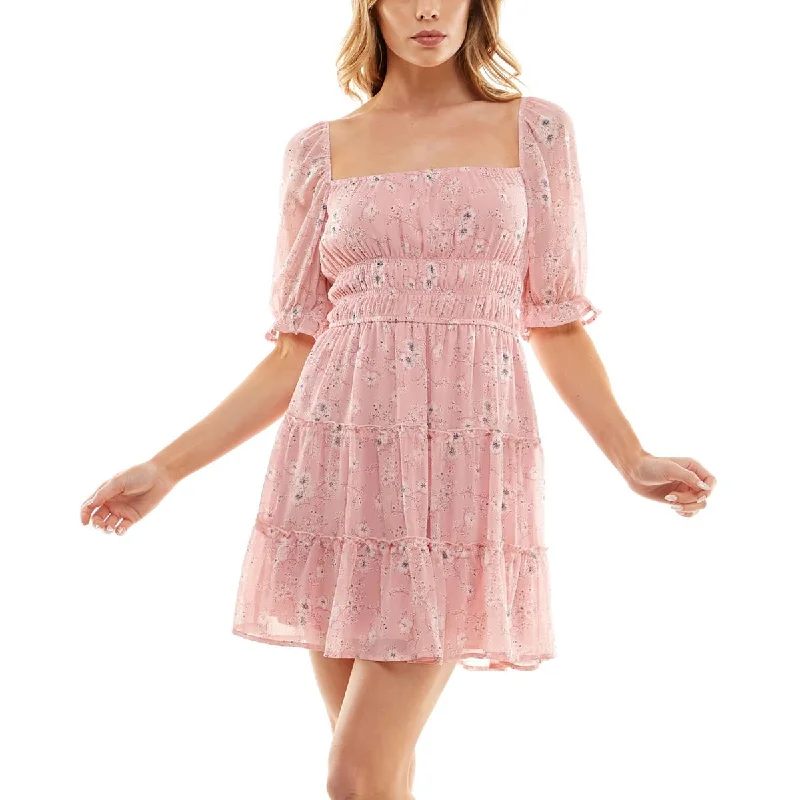 Trixxi Womens Juniors Daytime Short Mini Dress Comfortable Shift Mini Dress