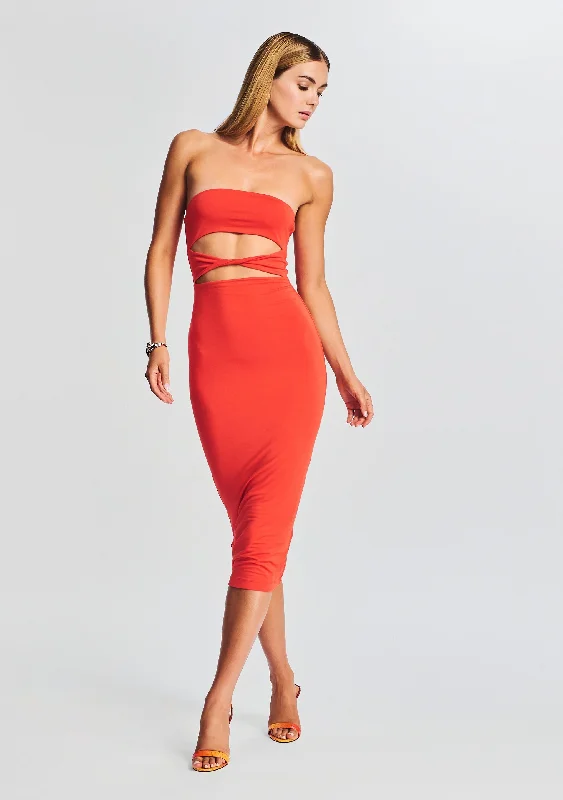 Bristol Midi Dress Elegant Lace Trim Midi Dress