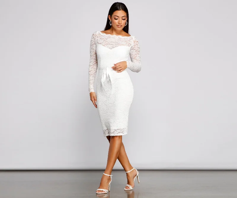 Keely Lace Stylish Sweetheart Midi Dress Comfortable Short Sleeve Midi Dress