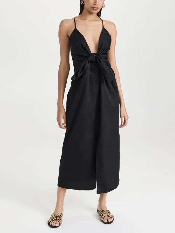 Unique Strappy Deep Charming V-Neck Midi Dress Fashionable Plaid Midi Dress